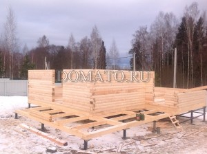 Сруб на свайном фундаменте